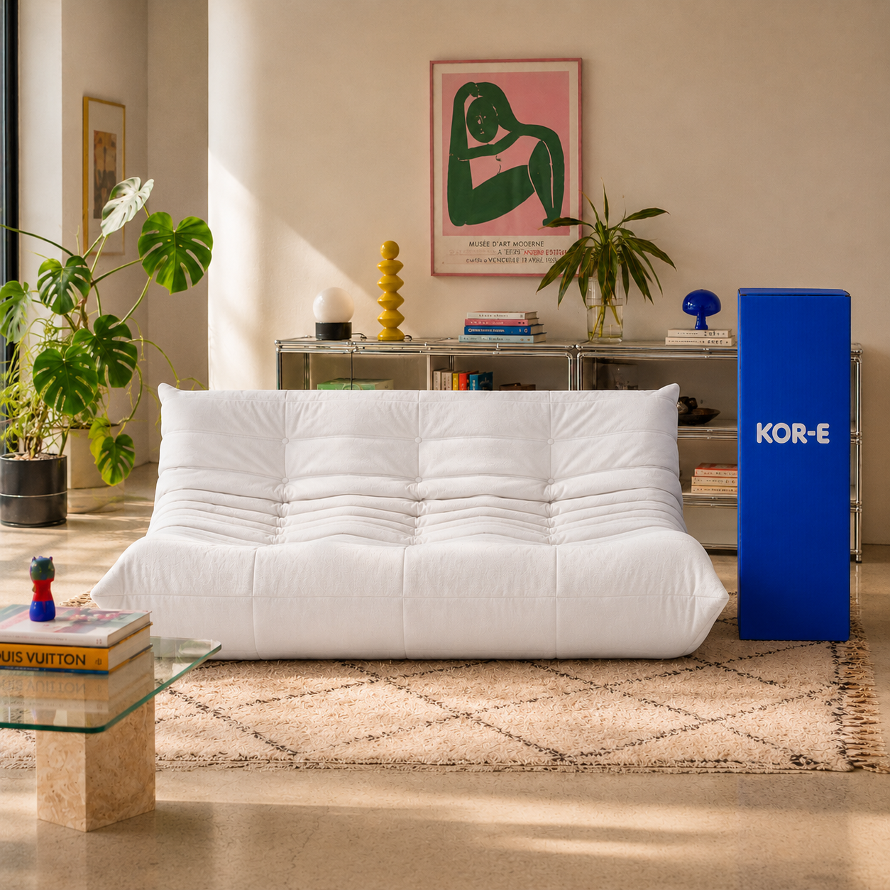 Doze Three Seater- בד זמש צבע off white
